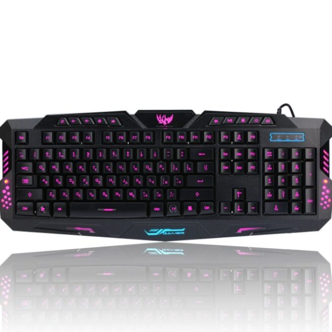 J10 tricolor backlight wired gaming keyboard set colorful luminous gaming mouse keyboard Russian keyboard