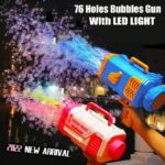 Bubble Gun Rocket 69 Holes Soap Bubbles Machine Gun Shape Automatic Blower With Light Toys For Kids Pomperos