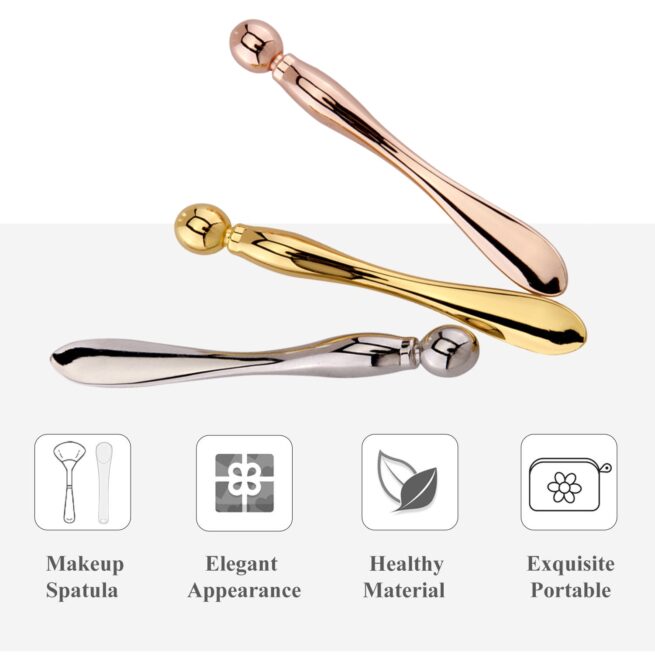 Eye Cream Stick Roller For Face Metal Spatula Puff Applicator Eye Cream Massager Facial Cream Massage Sticks Eye Massage Stick Metal Makeup Spatula Eye Wand 10cm
